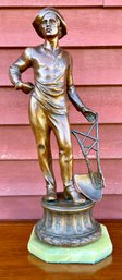 Vintage Metal Sculpture, Farmer With Plow (CTF10)