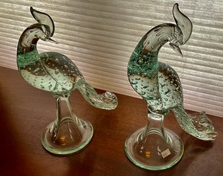 Pr. Murano Glass Peacocks (CTF10)