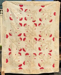 Antique Applique Quilt, Red Flowers (CTF10)