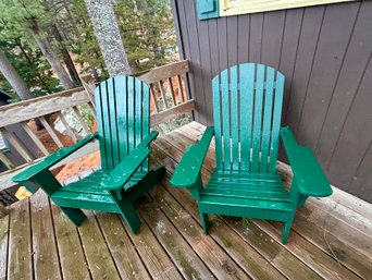 Pr. Adirondack Wood Deck Chairs