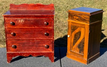 Antique Paint Decorated Chest And Stand (CTF30)