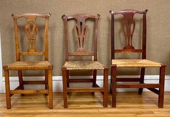 Three 18th C. Country Chippendale Side Chairs (CTF20)