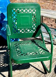 Mid Century Metal Rocking Lawn Chair Dark Green