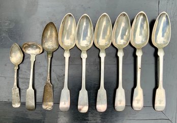 Eight Antique Coin Silver Spoons (CTF10)