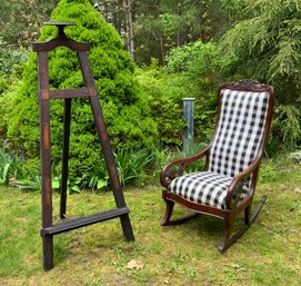 Antqiue Victorian Easel And Rocking Chair (CTF20)