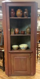 19th C. Red Painted Corner Cupboard (CTF30)