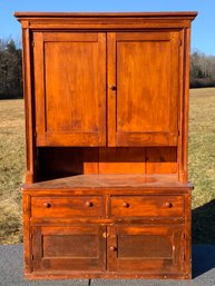 Antique Pumpkin Pine Set Back Cupboard (CTF30)