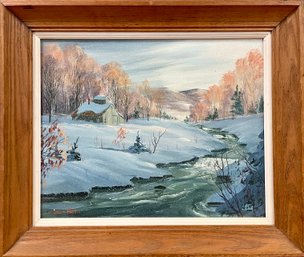 Loran Percy Oil, NH Winter Landscape, 'Snow Flurries'  (CTF10)