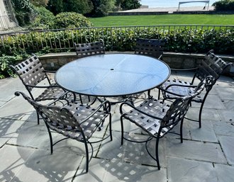 Brown Jordan Table & Six Chairs W/ Umbrella (CTF50)