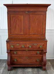 UPDATED - 19th C. American Grain Painted Diminutive Secretary Desk (CTF30)