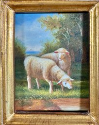 Vintage Oil On Board, Sheep In Landscape (CTF10)