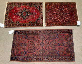 Three Vintage Oriental Sarouk Rug Mats (CTF10)