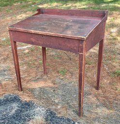 Antique Red Painted Country Pine Desk (CTF20)