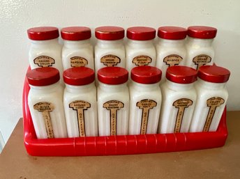 Vintage Milk Glass Spice Set