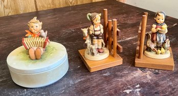 Vintage Hummel Bookends And Covered Candy Dish (CTF10)