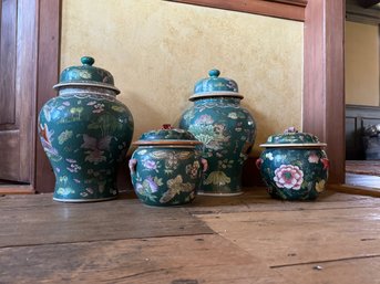 Four Vintage Chinese Lidded Jars (CTF20)