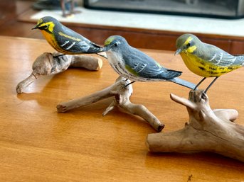 Three Peter Peltz Hand Carved Birds