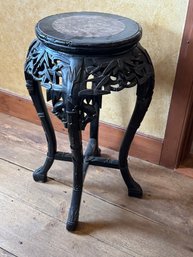 Vintage Chinese Carved Wood And Marble Stand (CTF10)