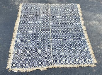 19th C. Blue And White Homespun Coverlet (CTF10)