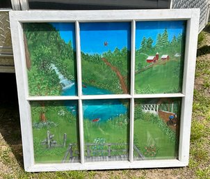 Vintage Folk Art Painted Window (CTF20)
