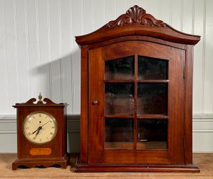 Vintage Wooden Hanging Cabinet And Telechron Clock (CTF10)