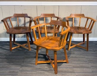 Four Pompanoosuc Mills Walnut Captains Dining Chairs, 1 Of 2 (CTF20)