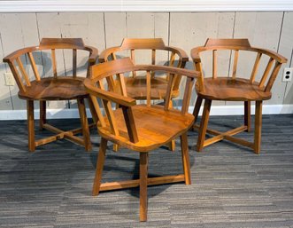Four Pompanoosuc Mills Walnut Captains Dining Chairs, 2 Of 2 (CTF20)