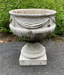 Vintage White Painted Cement Garden Urn (CTF20)