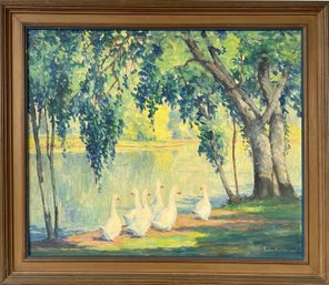 Edward Kuhlmann Oil, Geese By Pond (CTF10)