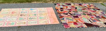 Vintage Crazy Quilt And Other Coverlet