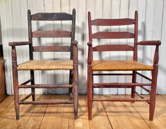 Two 19th C. Ladder Back Armchairs (CTF10)