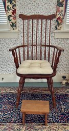 Vintage Windsor Fan Back Arm Chair And Foot Stool