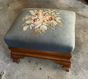 Antique Needlepoint Ottoman