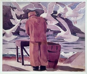 James Fitzgerald Print Fisherman With Seagulls