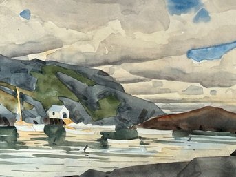 James Fitzgerald Original Watercolor, Monhegan Harbor