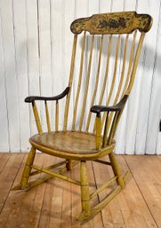 19th C. Paint Decorated Salem Rocker (CTF10)