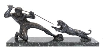 Vintage Salvatore Melani Bronze, Man With Panther (CTF20)