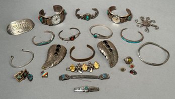 25 Vintage Sterling Jewelry Pieces, Including Native American (CTF10)
