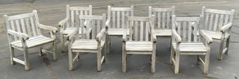 Eight Teak Patio Arm Chairs (CTF50)