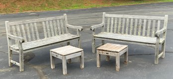 Pr. Teak Benches And Drink Tables, 4pcs (CTF30)