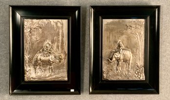 Pr. Vintage Pewter Relief Plaques (CTF20)