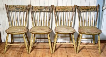 19th C. Windsor Paint Decorated Chairs, Set Of Four (CTF20)