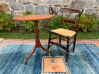 19th C. Federal Candlestand And Sheraton Side Chair (CTF20)