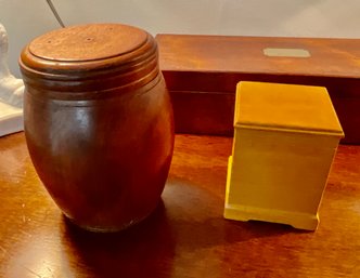 Wooden Tea Caddy And Tobacco Jar