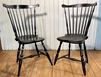 Two Antique Painted Windsor Fan Back Chairs (CTF10)