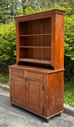 19th C. Two Part Pine Set Back Cupboard (CTF30)