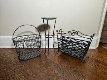 Iron Waste Basket, Magazine Rack And Drink Stand (cTF20)