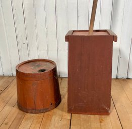 19th C. Red Painted Churn And Bucket (CTF10)