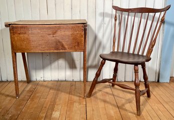 19th C. Country Dough Box And Windsor Chair (CTF20)