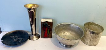 Collectibles: Royal Winton Vase, Preisner Pewter Bowl, MCM Bovano Ashtray